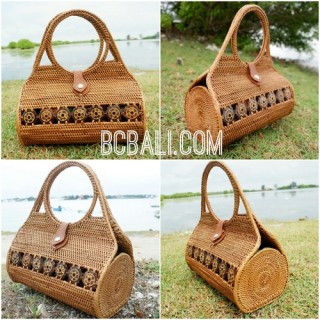 ethnic handmade handbag rattan grass ata unique design made bali